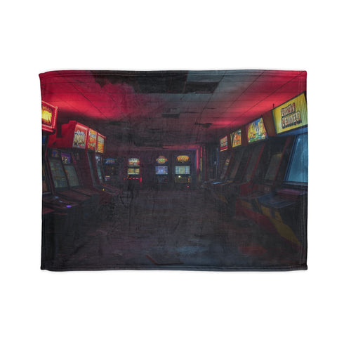 Abandoned Arcade Glowing in the Dark Plush Fleece Throw Blanket