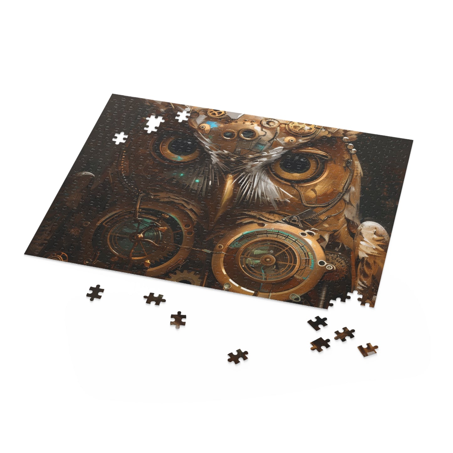 "Mesmerizing Steampunk Owl Jigsaw Puzzle - Perfect for Puzzle Fans & Steampunk Enthusiasts"