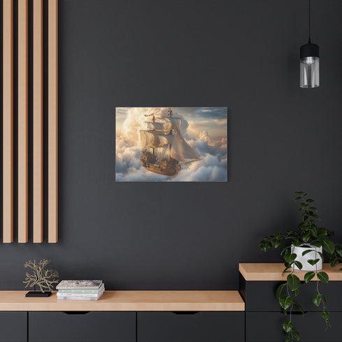 Steampunk Airship Sailing Through Clouds — Canvas Wall Art — Product Detail View 8