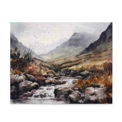 Highland Serenity Jigsaw Puzzle - Relaxing Scottish countryside scene with rolling hills and charming villages