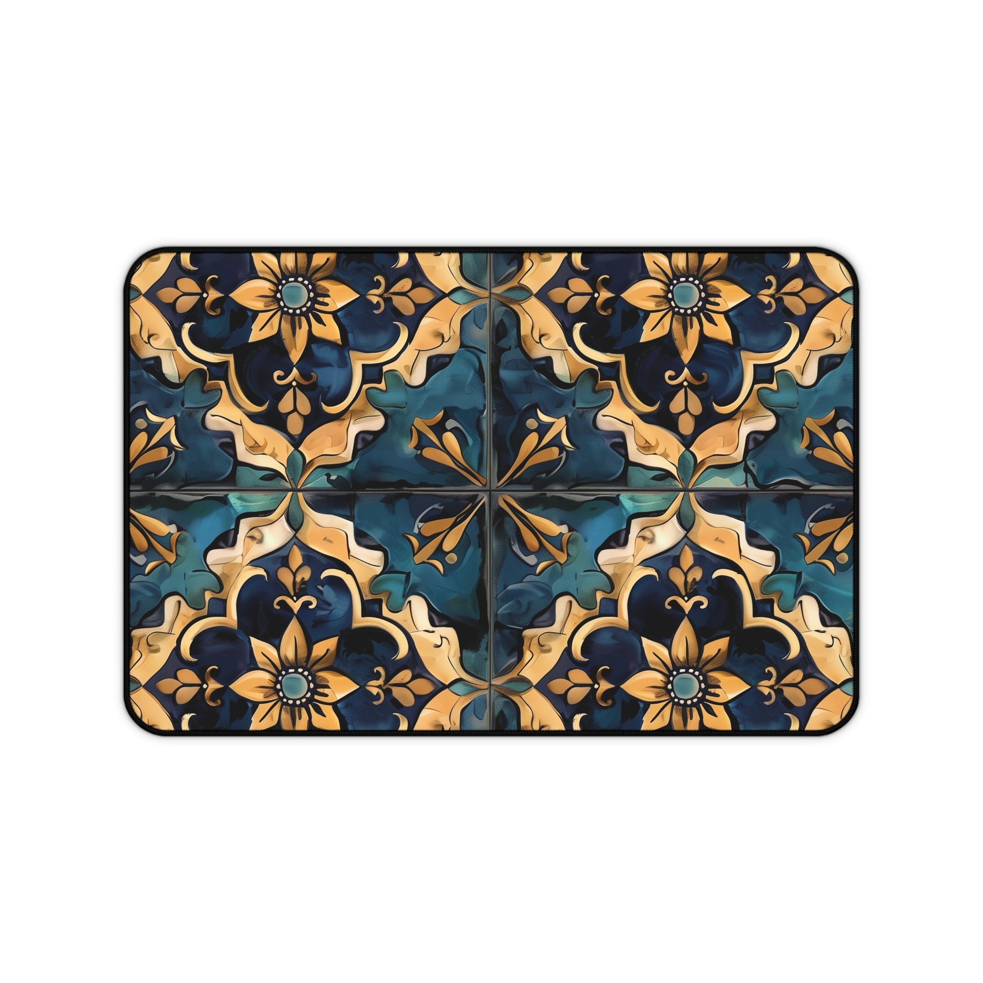 "Artisan Tiles Desk Mat - Elegant seamless pattern for stylish workspace decor"