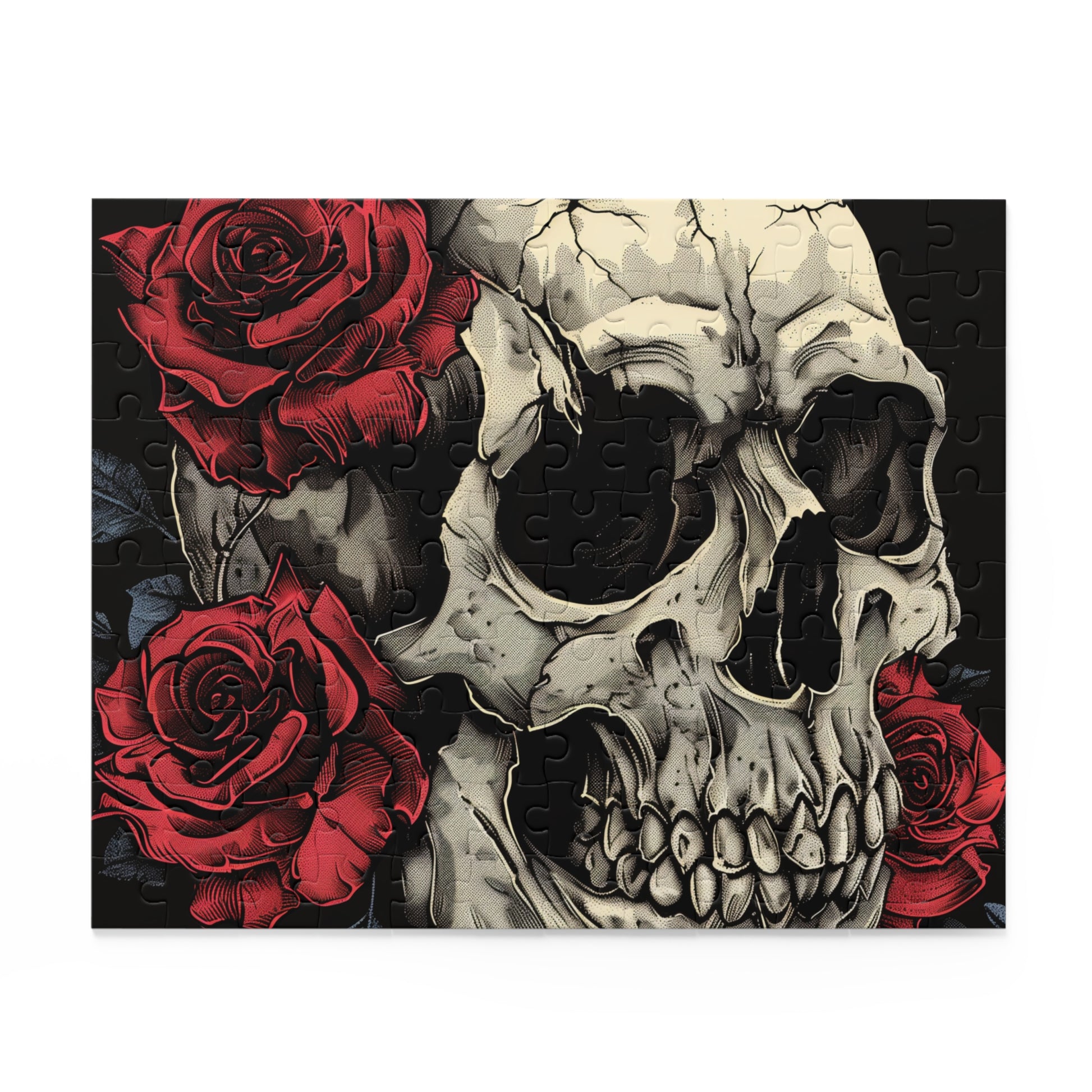 Skull and Roses Puzzle - Intricately detailed gothic jigsaw for a spooky night in