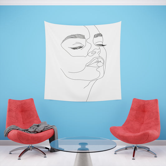 "Modern Minimalist Abstract Portrait Tapestry | High-Quality Wall Art Gift | 34" x 40" or 57" x 57" Inches"