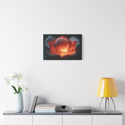 Orb of Memories Glowing in Hands — Canvas Wall Art — Kiln-Dried Pine Frame & Ready-to-Hang Back View