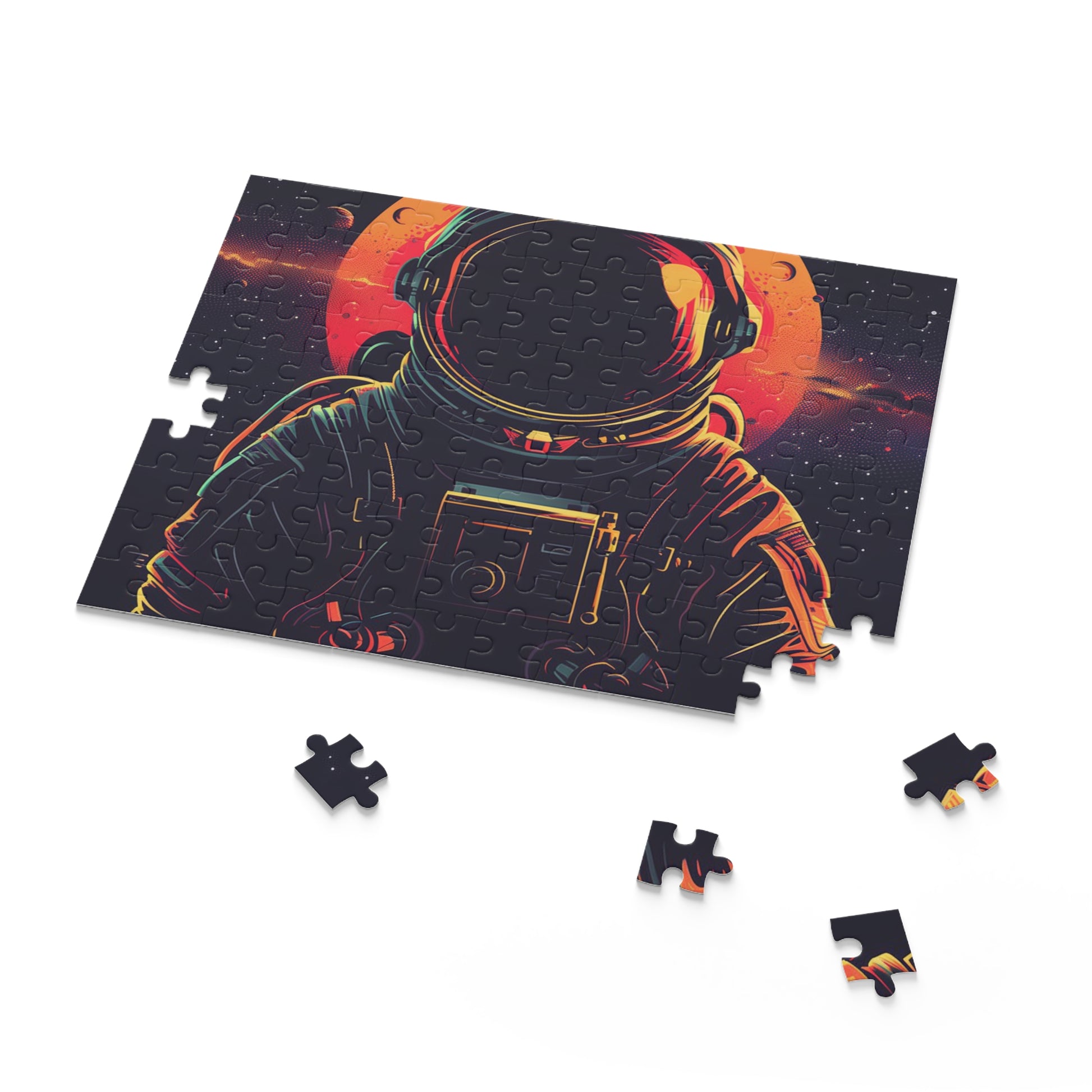 Space Explorer Jigsaw Puzzle - Intriguing space astronaut floating in outer space, perfect for space lovers and puzzle enthusiasts.