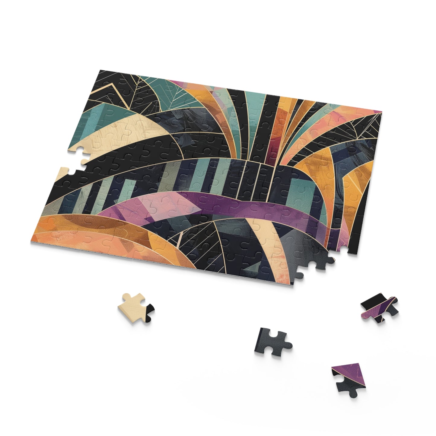 Abstract Deco Puzzle Collection - Vibrant art deco patterns in bold colors, perfect for art lovers and puzzle enthusiasts.