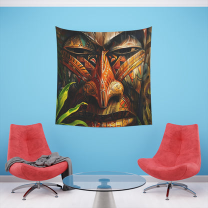 Spirit of Fiji: A Mask Tapestry | Wall Tapestry | All Over Print, AOP, Decor, Halloween, Home & Living, Home Decor, Indoor, Spring Essentials, Sublimation, Tapestry | Prints with Passion