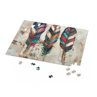 Colorful Bohemian Feather Jigsaw Puzzle for Relaxation and Mindfulness