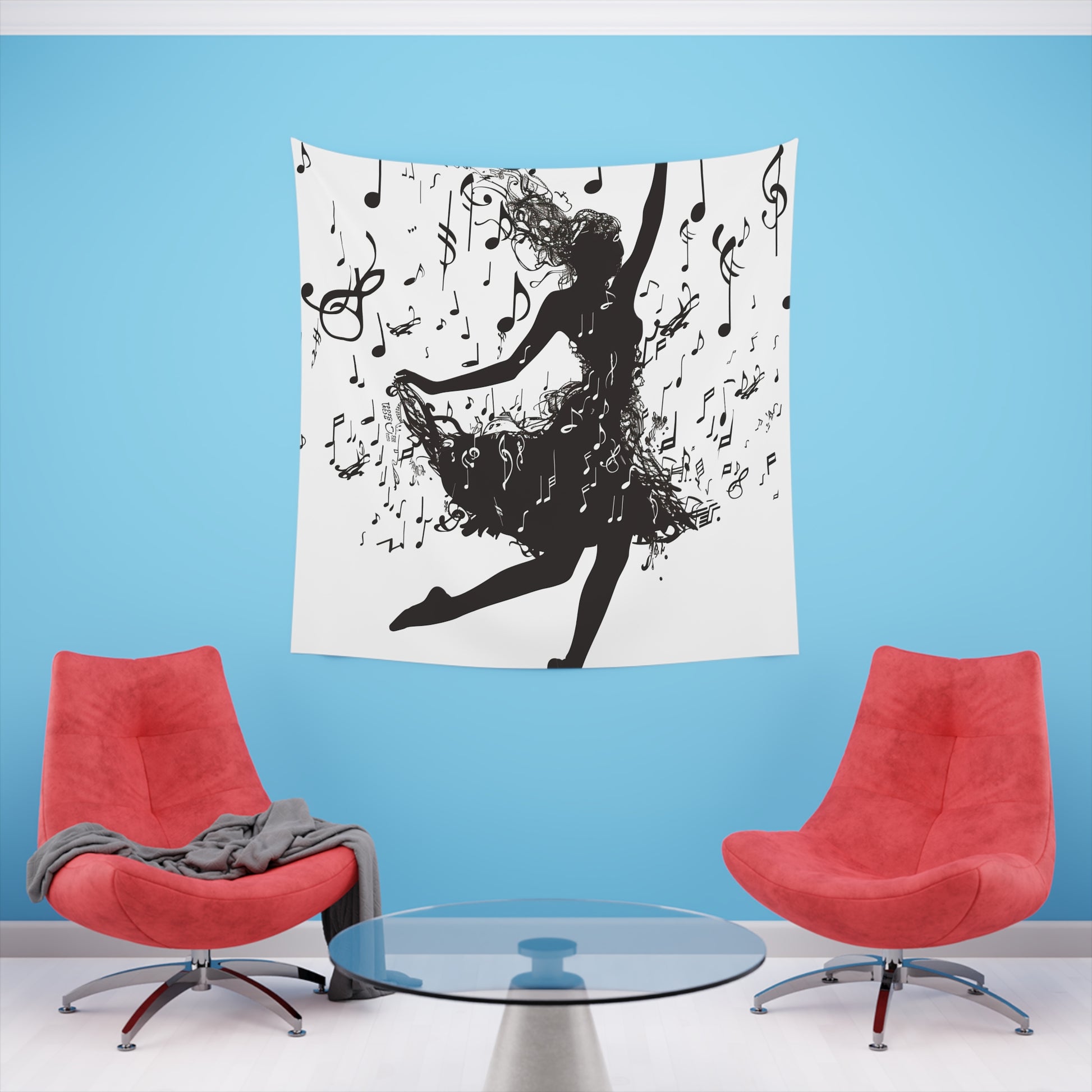 Dancing to Life: A Silhouette Tapestry | Wall Tapestry | All Over Print, AOP, Decor, Halloween, Home & Living, Home Decor, Indoor, Spring Essentials, Sublimation, Tapestry | Prints with Passion