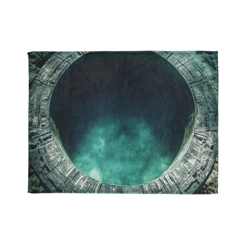 Stargate Opening Beneath Ocean Floor Plush Fleece Throw Blanket