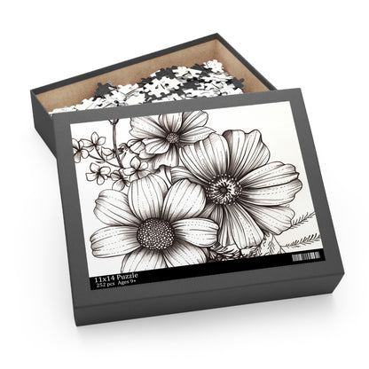 Beautiful Floral Garden Hand-Drawn Jigsaw Puzzle - Perfect Relaxing Activity or Gift for Nature Lovers