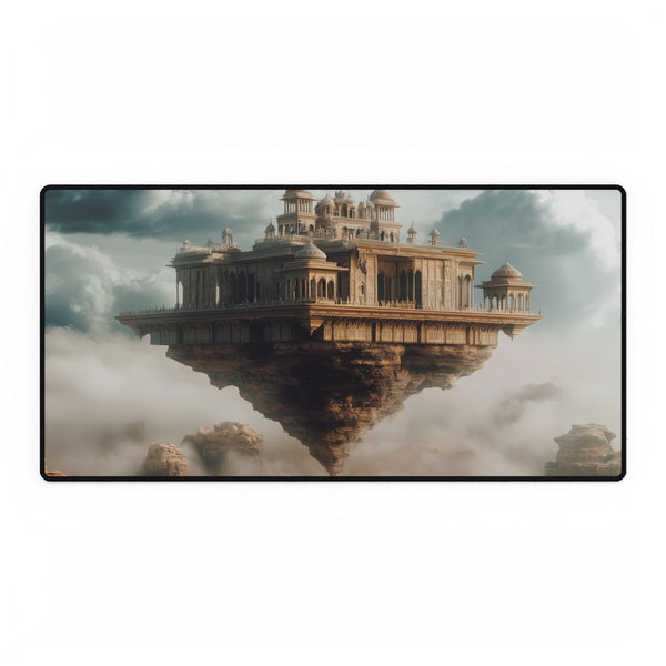 Desert Palace Levitating in Storm — XL & XXL Desk Mat — Full Top-Down Artwork View