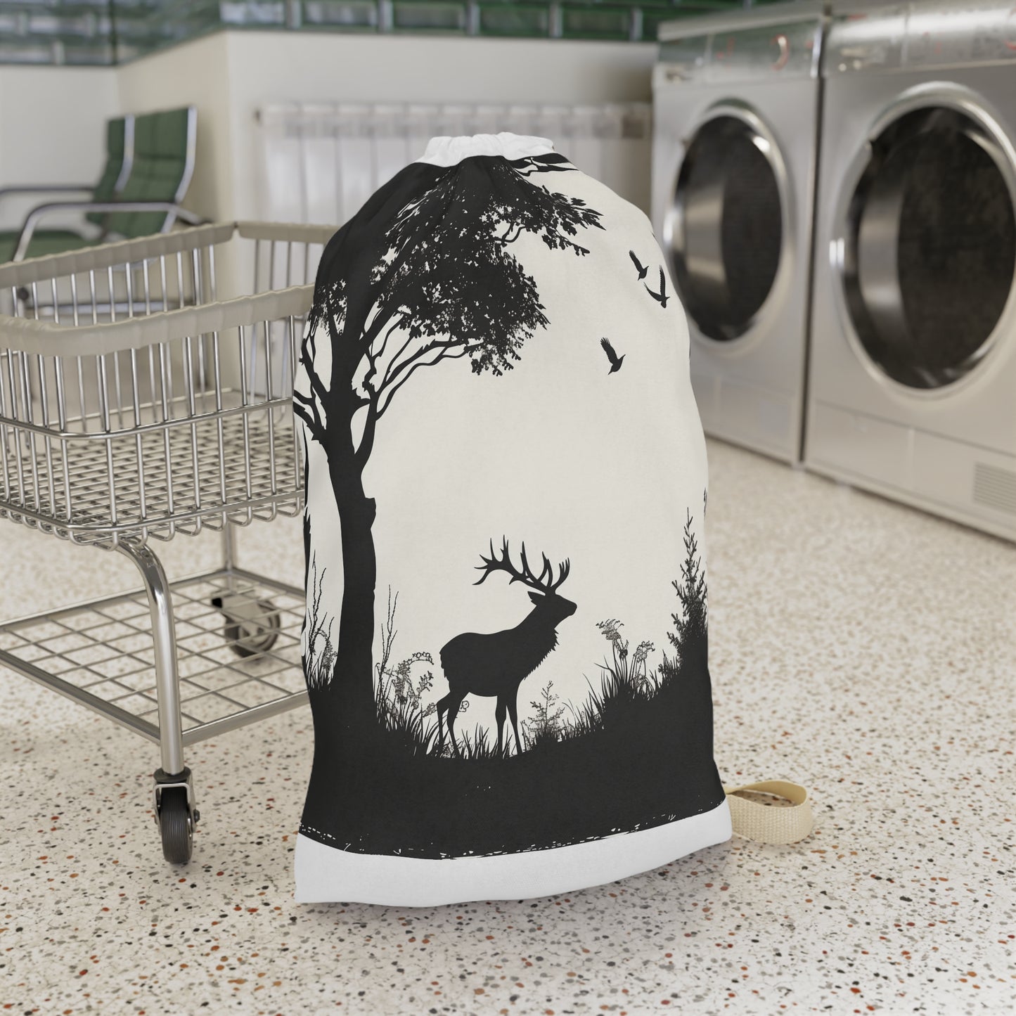 Wildlife Silhouette Laundry Bag - Intricate animal designs for nature lovers & eco-conscious individuals. Elevate your laundry routine with this unique bag.