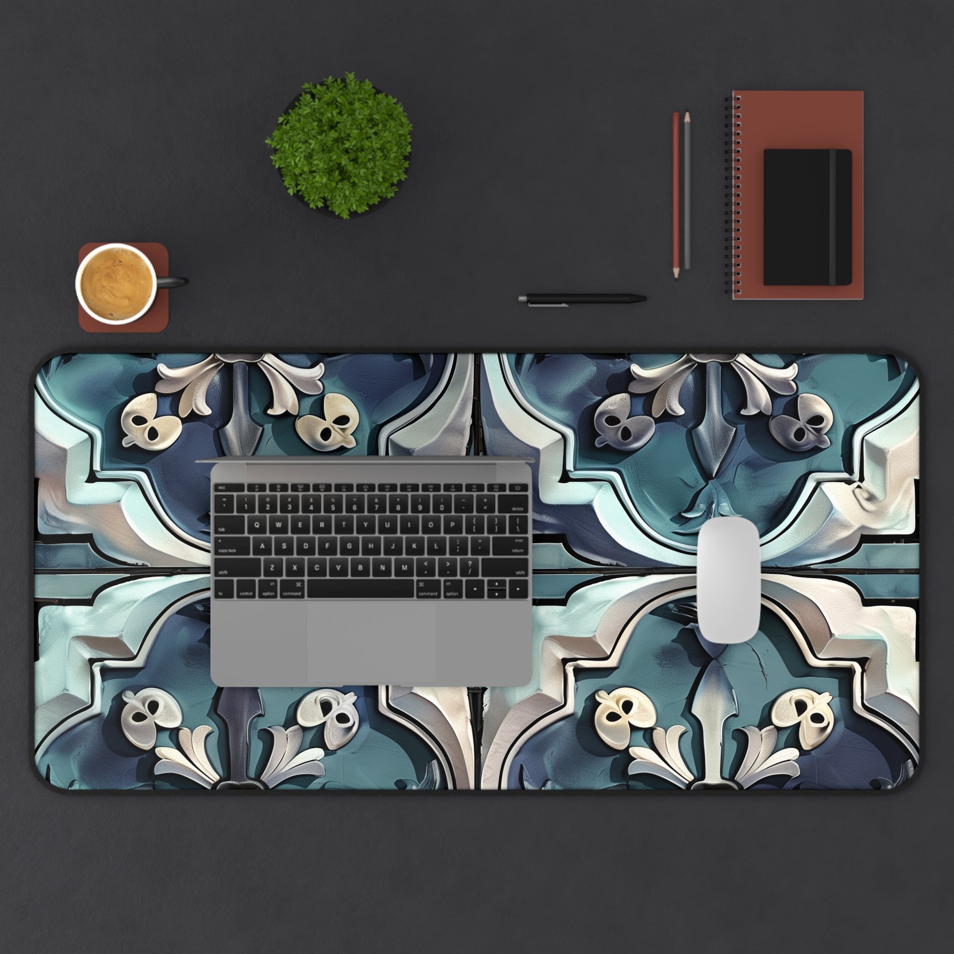 Artisan Tiles Desk Mat - Elegant seamless pattern desk mat to enhance and protect your workspace with style.