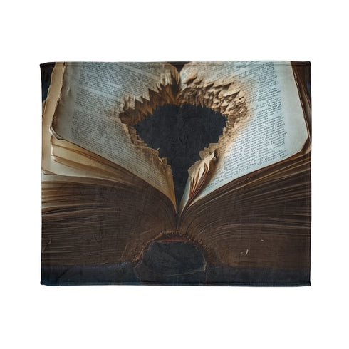 Portal Opening from Book Pages — Plush Fleece Throw Blanket — Draped Over Sofa & Bed Lifestyle View