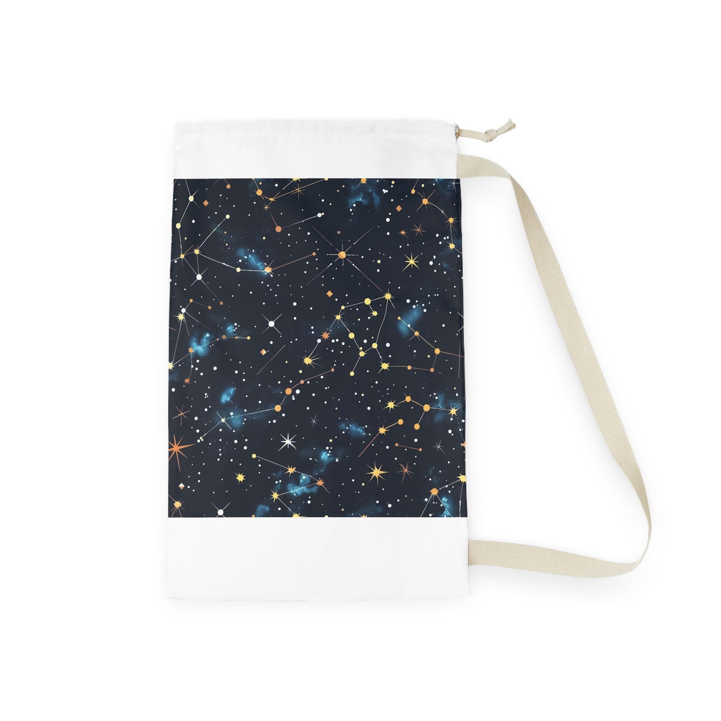 "Starry Night Laundry Bag with constellation stars pattern for stylish laundry organization"