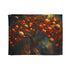 Tree with Planets Growing as Fruit — Plush Fleece Throw Blanket — Full Flat Artwork View