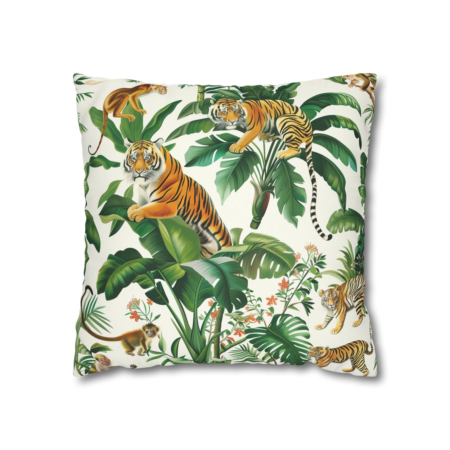 "Transform your bedroom with Tiger Jungle Safari Pillowcase for a wild jungle feel, tigers in lush green foliage. Sleep in style and comfort."