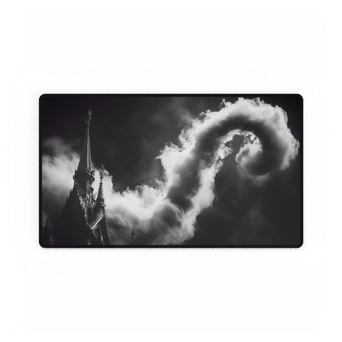 Cloud Serpent Winding Between Spires — XL & XXL Desk Mat — Gaming & Workspace Desk Setup View