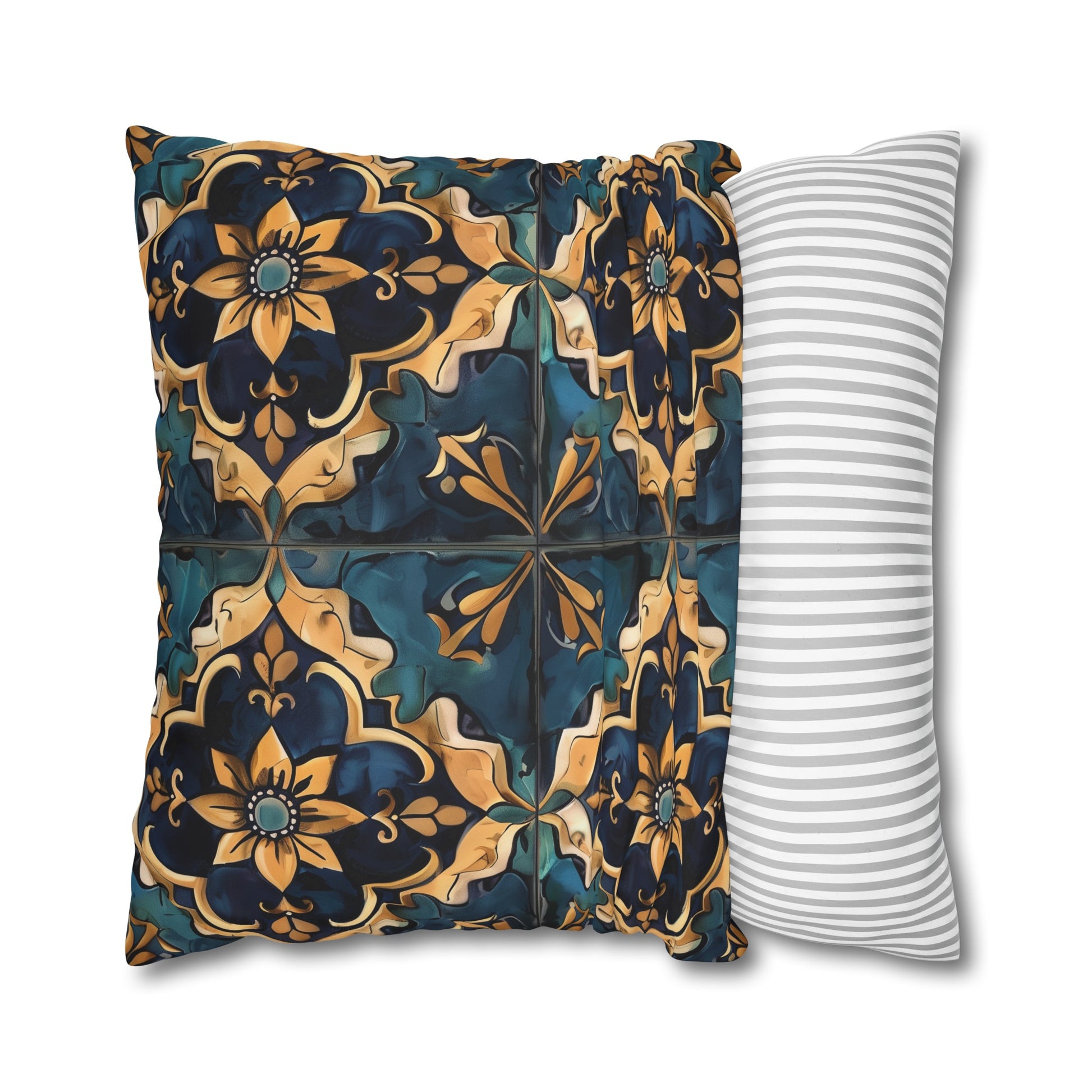 "Artisan Tiles Pillow Case Collection: Elevate your bedroom decor with elegant tile-inspired pattern"