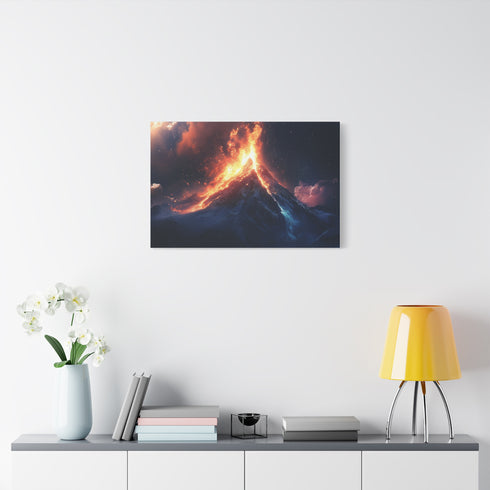 Waterfall of Fire from Mountain in Space Stretched Canvas Wall Art
