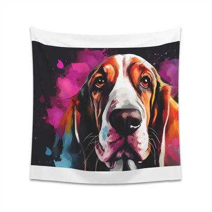 "Basset Hound Bliss Tapestry - Adorable Long Ears and Loyalty Design | Perfect Gift for Dog Lovers"