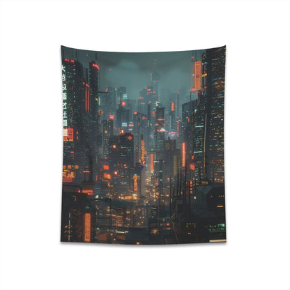 "Future City Cyberpunk Tapestry - High-Quality, Stylish Wall Art for All Seasons | 34" x 40" or 57" x 57" - Perfect Gift"