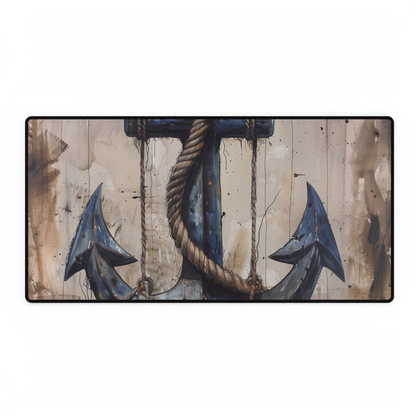 Nautical Anchor and Rope — XL & XXL Desk Mat — Full Top-Down Artwork View