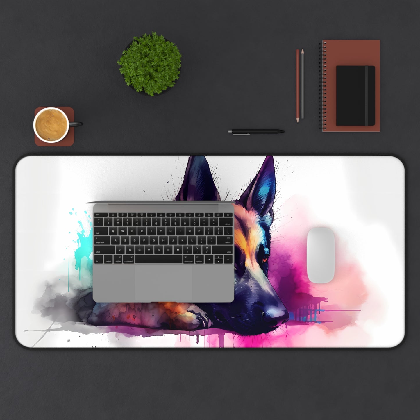 "Protective German Shepherd desk mat for animal lovers - ideal for your workspace"