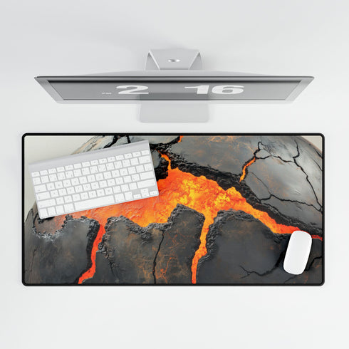 Cracked Planet with Lava Veins — XL & XXL Desk Mat — Product Detail View 5