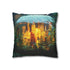City Inside a Glowing Mushroom Cap — 40×40 Cushion Cover — Double-Sided Back & Concealed Zip Detail