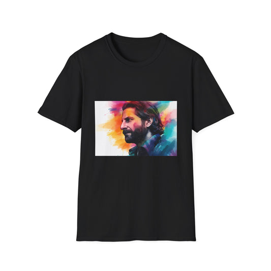 Bradley Cooper's Charisma T Shirt | T-Shirt | actor, Art, Bradley Cooper, Fashion, Graphic tee, Hollywood, illustration., Neon colors, Style, Trendy, Watercolor | Prints with Passion