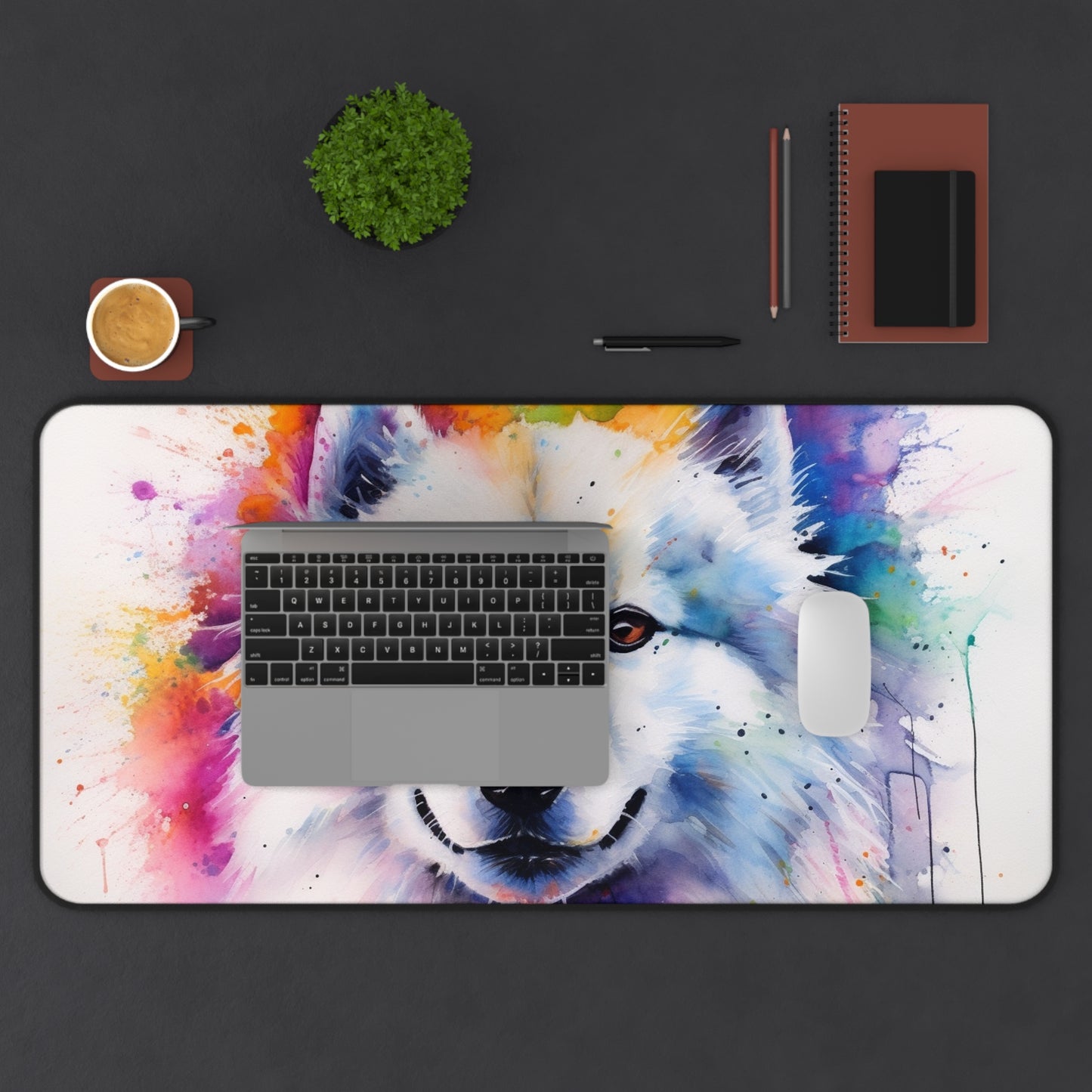 Adorable Samoyed Pup Desk Mat: Protect your workspace with fluffy charm