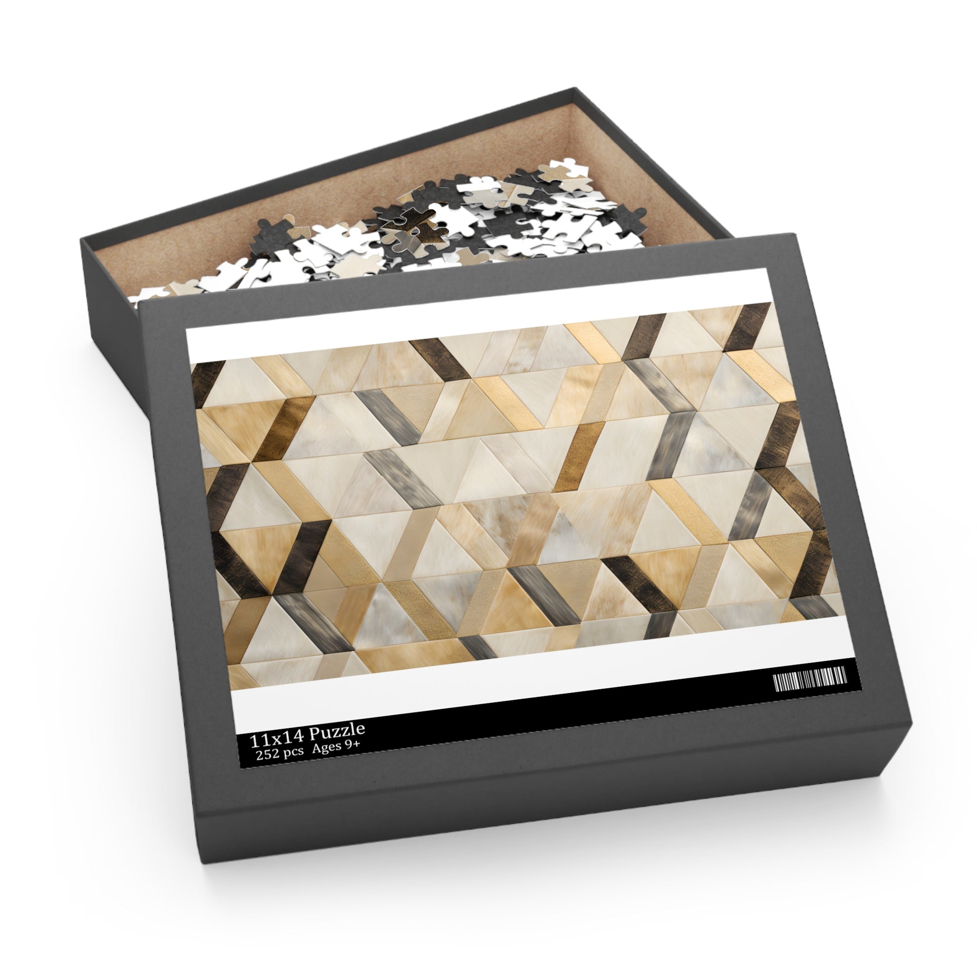 "Modern Cream and Gold Puzzle with Pearl Kilim Pattern for Luxurious Challenge"