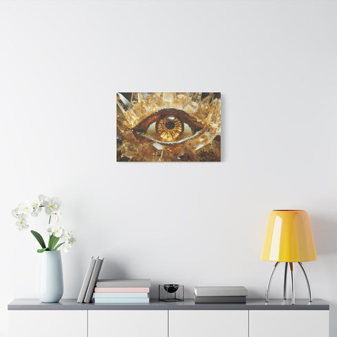 Levitating Crystals Forming an Eye (Edition II) — Canvas Wall Art — Kiln-Dried Pine Frame & Ready-to-Hang Back View