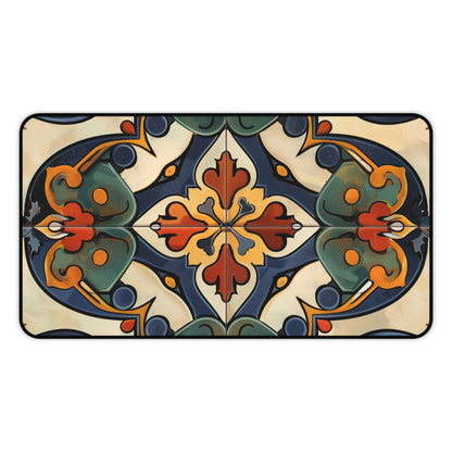 "Artisan Tiles Desk Mat - Stylish workspace accessory with traditional tile pattern, protect your desk in style"