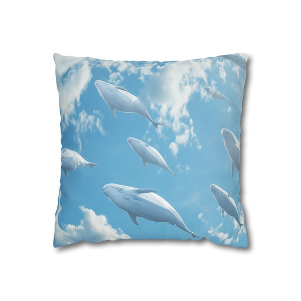 Sky Full of Floating Whales (Edition II) — 40×40 Cushion Cover — Front 40×40 cm Square Cushion View