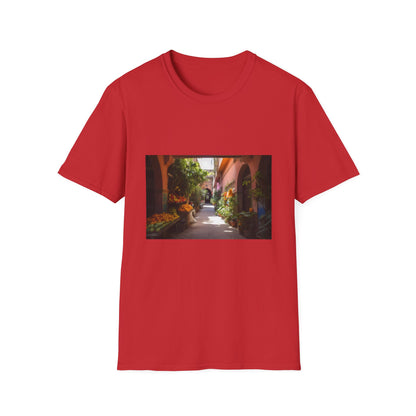 "Vibrant Marrakech-inspired T-shirt featuring a tapestry of colors, from bustling markets to lush gardens, capturing the essence of the enchanting city - a true cultural masterpiece"