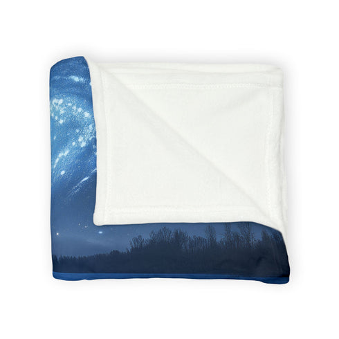 Spiral Galaxy Mirrored in a Frozen Lake Plush Fleece Throw Blanket