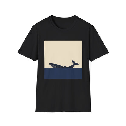 Deep Blue Sanctuary: A Minimalist Whale's Journey | T-Shirt | DTG, Men's Clothing, Regular fit, T-Shirts, Unisex, Women's Clothing | Prints with Passion