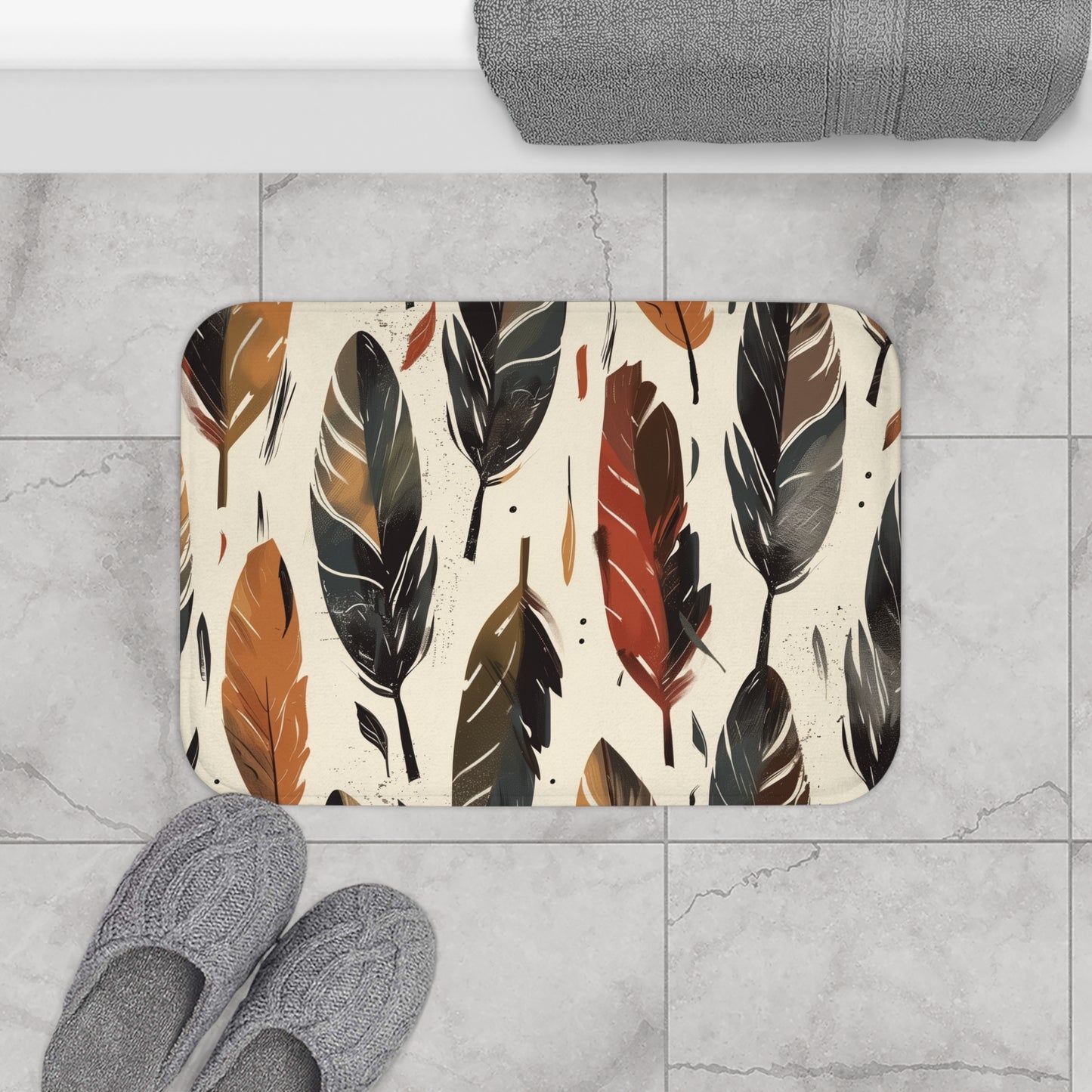 Boho Feather Bath Mat