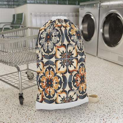 "Stylish Artisan Tile Laundry Bag - Durable design with beautiful tile-inspired print, perfect for elevating your laundry routine and adding sophistication to your space"