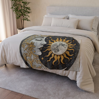 this blanket is ideal for snuggling up on chilly nights or lounging on lazy days. Whether you're a fan of celestial motifs or simply appreciate the beauty of the sun and moon