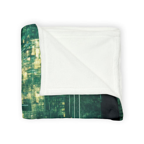 Hologram of the Past Glitching in Forest — Plush Fleece Throw Blanket — Product Detail View 5