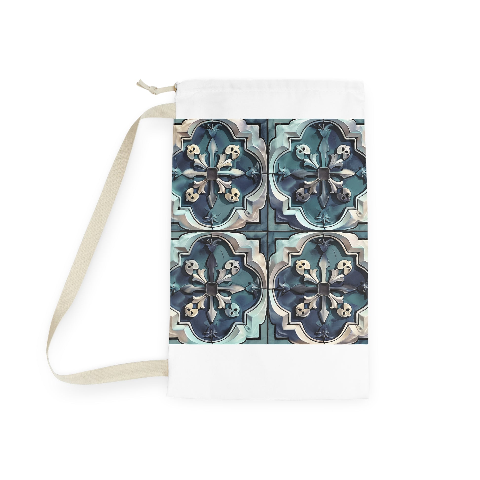 "Stylish Artisan Tile Laundry Bag for Sophisticated Laundry Routine"