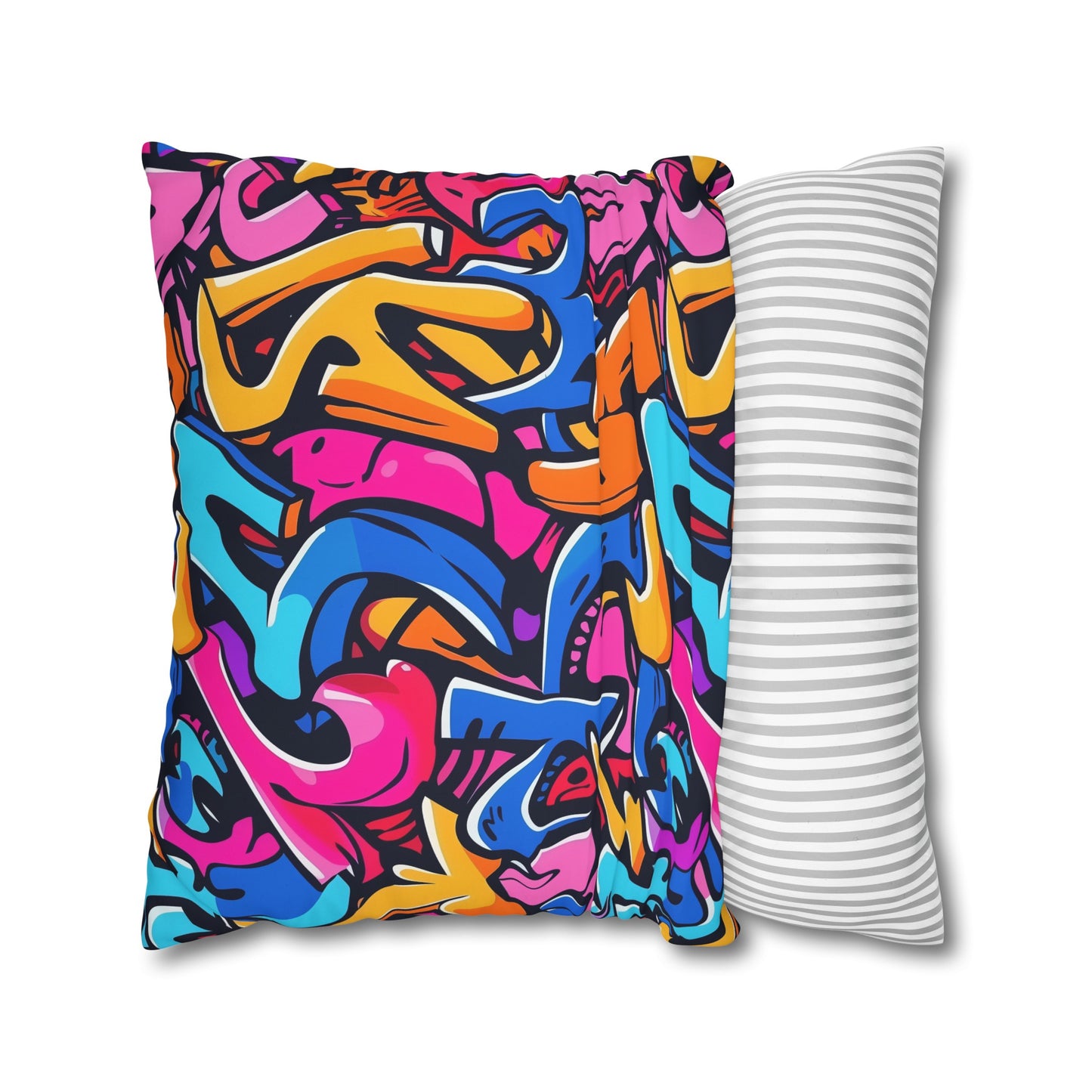 Neon Urban Graffiti Pillowcase - Bright and vibrant seamless pattern for edgy bedroom decor