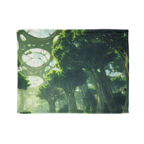 Sky Garden with Fractal Trees Plush Fleece Throw Blanket
