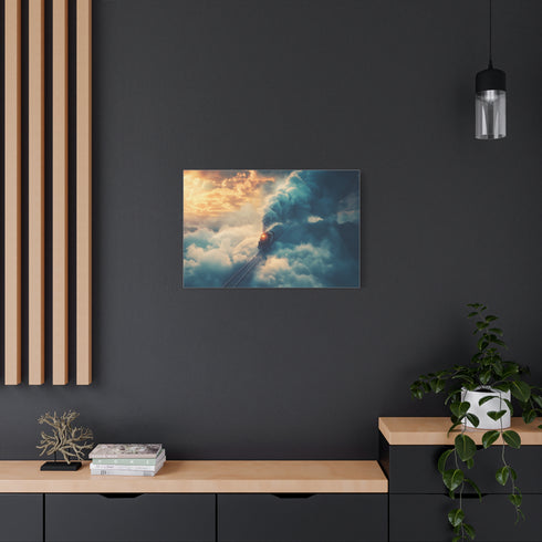 Train Riding Rails Through the Clouds — Canvas Wall Art — Product Detail View 8
