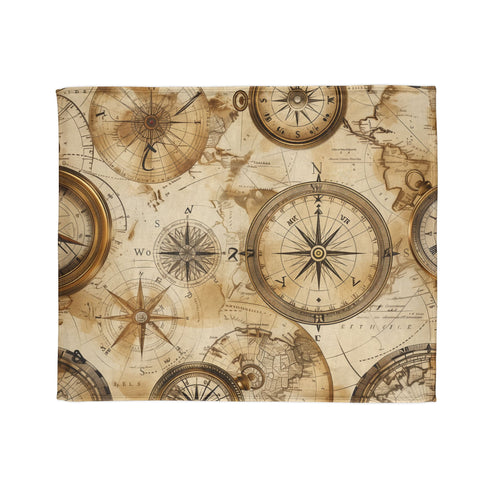 Vintage Cartography Explorer Maps Seamless Plush Fleece Throw Blanket - View 2 | Prints With Passion