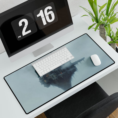 Blizzard Wrapping a Floating Castle — XL & XXL Desk Mat — 3mm Non-Slip Natural Rubber Base Detail